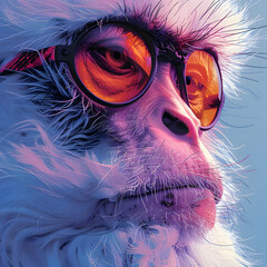 Sticker - Monkey With Sunglasses Illustration