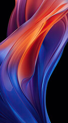 Wall Mural - Translucent glass Neumorphism curve waves style three-dimensional elegant background with blurred and flowing shapes blends perfectly with orange, blue and purple colors