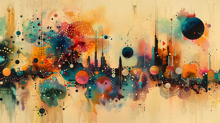 Poster - Abstract Watercolor Cityscape Illustration