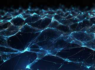 Wall Mural - abstract glowing vivid blue digital network with streaming data particles, symbolizing fast digital 