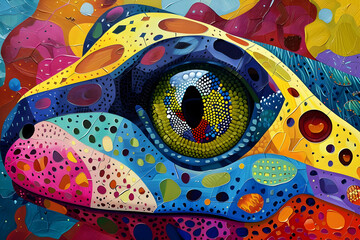 Wall Mural - Colorful Abstract Illustration of a Frog Eye