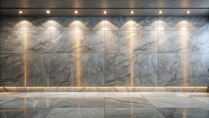 Canvas Print - Empty modern marble wall with spotlights.