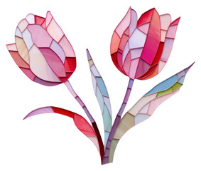 Wall Mural - PNG Tulip art origami white background.