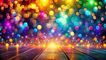 Sticker - Abstract background with colorful bokeh lights, bokeh, abstract, background, lights, colorful, vibrant, blur, festive