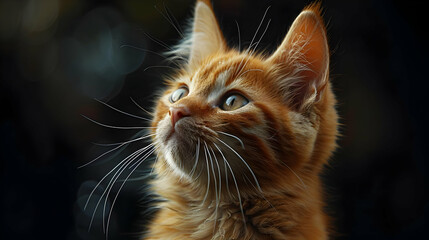 Wall Mural - Closeup of a Ginger Kitten with Whiskers Photo