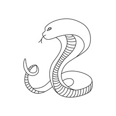 Wall Mural - Snake line - symbol Chinese oriental New Year 2025 symbol. Vector stock hand drawing illustration for design template tattoo or congratulations greeting card, banner, calendar. Editable stroke.