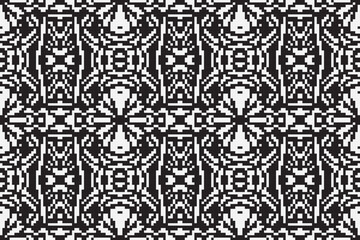 Wall Mural - Abstract seamless pixel pattern. Repeating geometric ornament. Close up monochrome carpet. Ethnic tribal pattern. Vintage style.