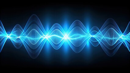 abstract technology background with blue waves and oscillograms on a black backdrop, abstract, techn