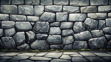 Wall Mural - Stone wall with a cobblestone floor.