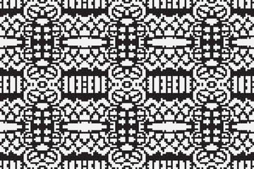 Pixel monochrome seamless. pixel patterns in Aztec geometric tribal style. Vector illustration. Ethnic abstract ikat art. Aztec ornament print. geometric