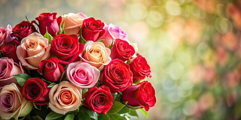 Sticker - Beautiful bouquet of red and pink roses , roses, flowers, floral, arrangement, romantic, love, Valentine's Day, celebration