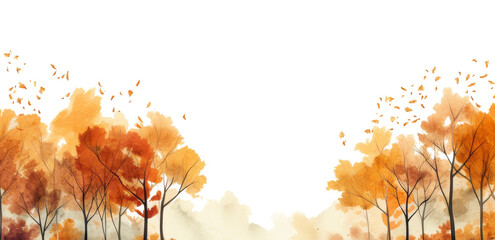 Canvas Print - PNG Autumn trees outdoors painting plant.