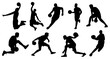 © krido - set of silhoutte basket ball pose