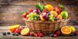 © Sujid - A fresh and colorful assortment of fruits in a basket, fruit, healthy, organic, market, ripe, varied, nutrition, vibrant