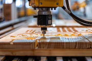 Sticker - a machine cutting a piece of wood