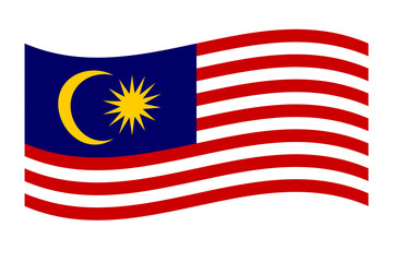 Wall Mural - Vector illustration of wavy Malaysia flag on transparent background