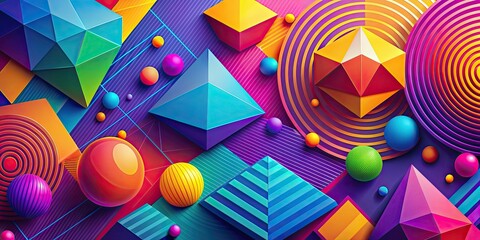 Sticker - Abstract background featuring vibrant colors and geometric shapes, abstract, background, design, colorful, vibrant, shapes