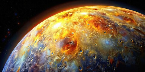 Wall Mural - bright and cratered surface of the mercury planet, mercury, planet, space, surface, crater, solar sy