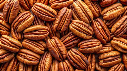 Poster - Close up of ripe pecans, pecans, close up, nuts, organic, food, healthy, snack, natural, fresh, agriculture, harvest, brown