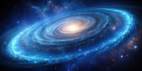 Wall Mural - blue spiral galaxy with vibrant arms and sparkling stars, space, astronomy, universe, cosmic, celest