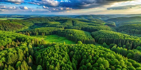 Poster - Aerial view of lush green trees in a dense forest in Germany, forest, Germany, aerial view, trees, greenery, nature