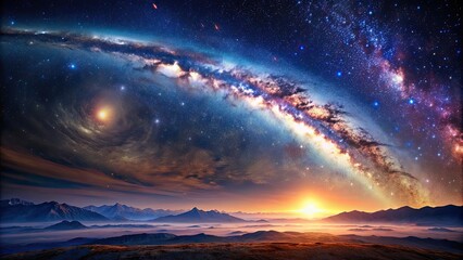 Wall Mural - a stunning view of the milky way galaxy from a distant exoplanet, milky way, galaxy, space, stars