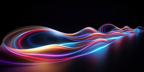 Poster - abstract colorful light waves