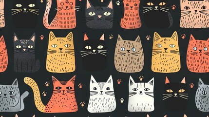 Wall Mural - cat pattern wallpaper