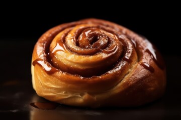 Poster - Delicious cinnamon roll with caramel drizzle