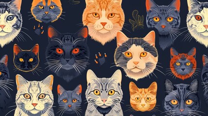 Wall Mural - cat pattern wallpaper