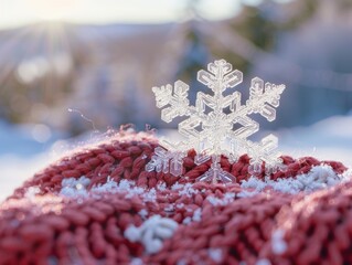 Poster - Intricate snowflake on a bed of red berries