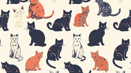 Wall Mural - cat pattern wallpaper