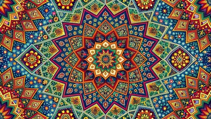 Poster - An intricate geometric background design with vibrant colors and patterns , abstract, background, pattern, intricate