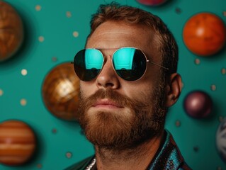 Wall Mural - Stylish bearded man wearing sunglasses