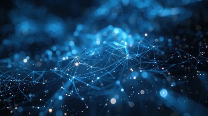 Wall Mural - Abstract Blue Network with Glowing Points