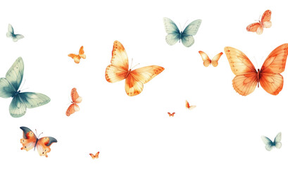 Sticker - PNG Butterfly line horizontal border animal white background copy space.