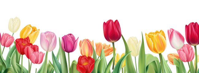 Canvas Print - PNG Tulip line horizontal border outdoors flower nature.