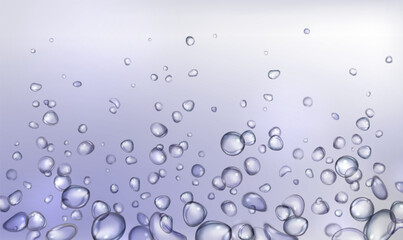 Wall Mural - underwater fizzy bubbles background. vector realistic illustration of air fizz effect in transparent