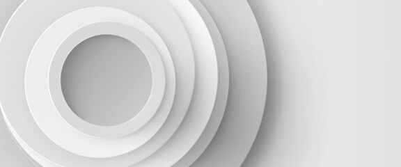 Wall Mural - white circular cut paper layers background. realistic 3d vector illustration bg of layered carton co