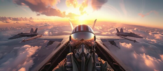 Wall Mural - The pilot inside the fighter jet.