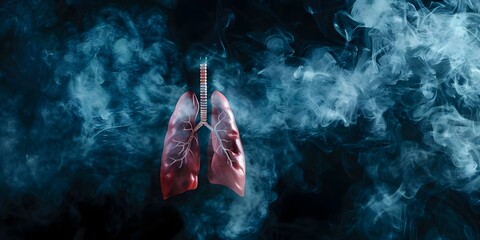 Respiratory Diseases Linked to Smoking or Environmental Factors. Concept Asthma, Lung Cancer, Chronic Bronchitis, Emphysema, COPD