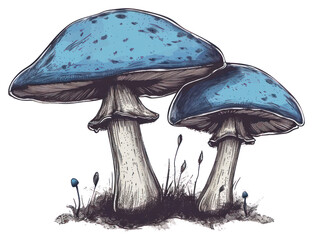 Sticker - PNG  Antique of mushroom drawing sketch fungus.