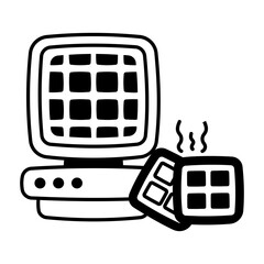 Poster - A waffle maker icon designed in glyph style 