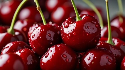 Canvas Print -  Fresh juicy cherries ready to be enjoyed