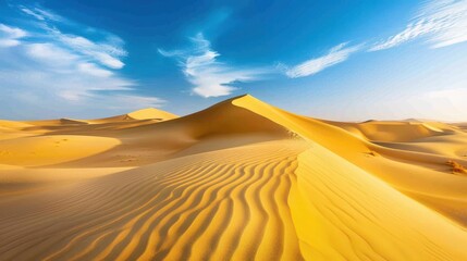 Wall Mural - Golden sand dunes under a clear blue sky in the desert