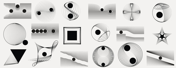 Wall Mural - Lines and dots in various Forms . Spiral Vector Illustration .Technology round. Wave Logo . Design element . Abstract Geometric shape .