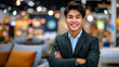 © Tanya - Friendly Asian Korean salesman in designer furniture store setting. Business, customer service concept.