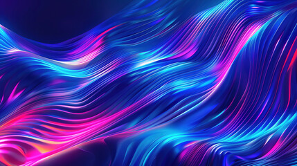 Wall Mural - abstract neon wave background in verdadism style with vibrant blue and pink colors