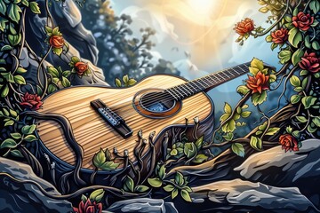 Sticker - Guitar in Natures Embrace