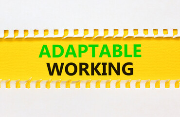 Adaptable working symbol. Concept words Adaptable working on beautiful yellow paper. Beautiful white paper background. Business Adaptable working concept. Copy space.